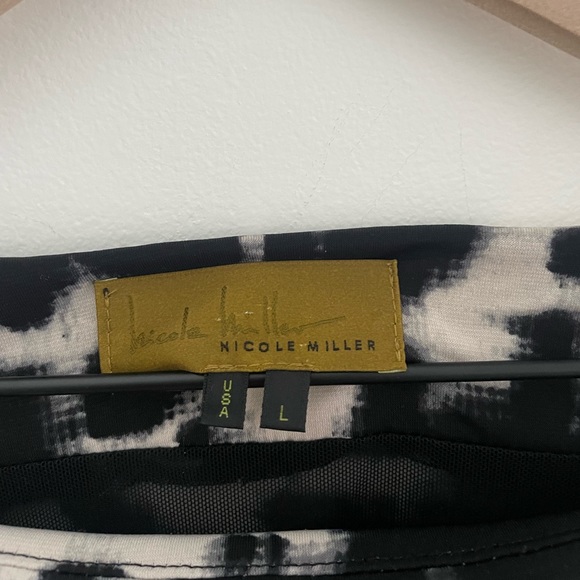 Nicole by Nicole Miller Black White Dress Long Sleeve Women’s L Large - Picture 4 of 4